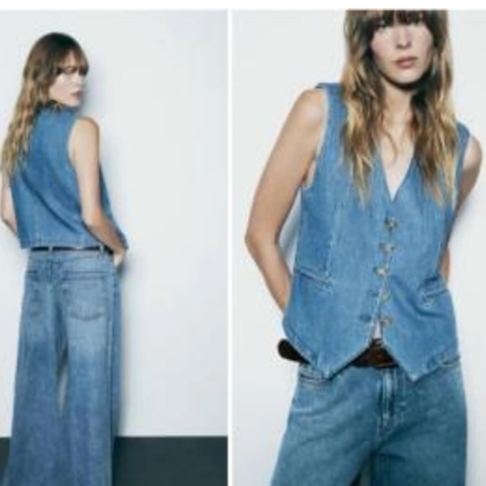 ZARA denim vest v neck xs xsmall